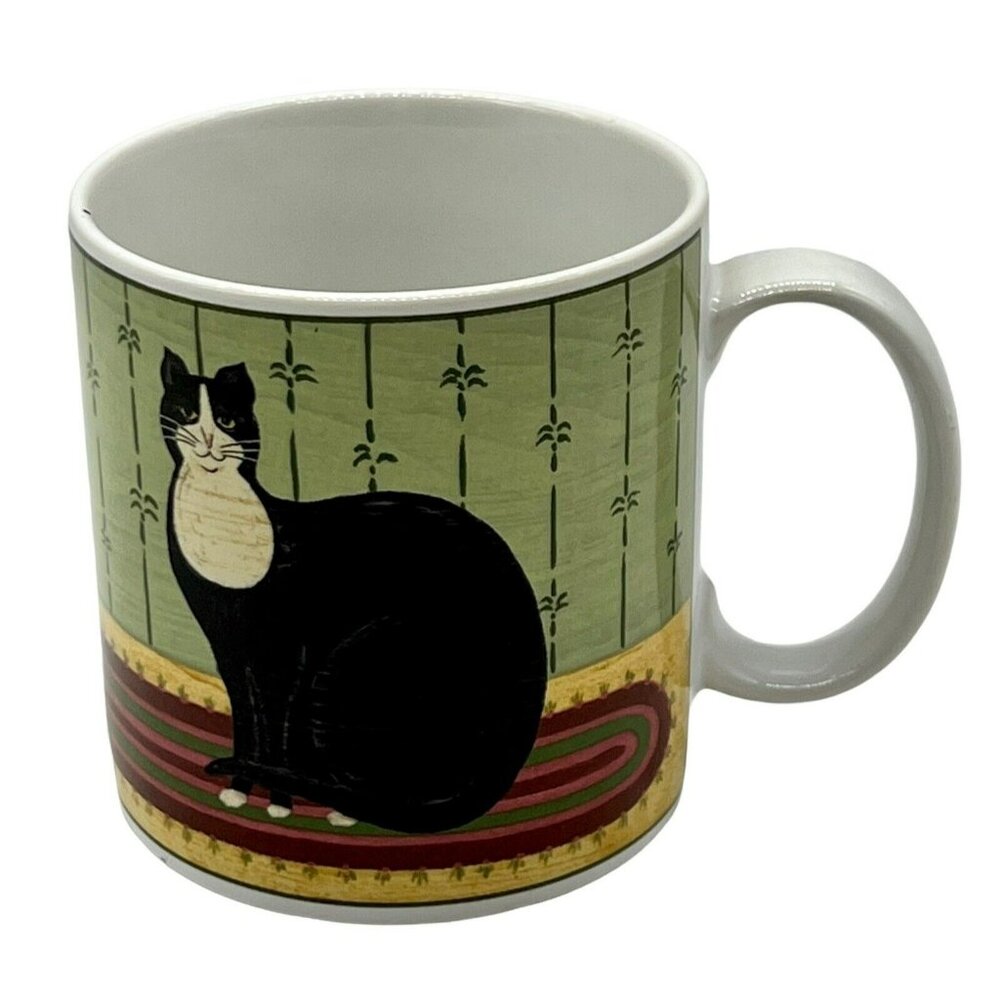 Warren Kimble‎ Cat Mug Sakura NY Oneida Tuxedo Black White 3.5” Coffee Tea